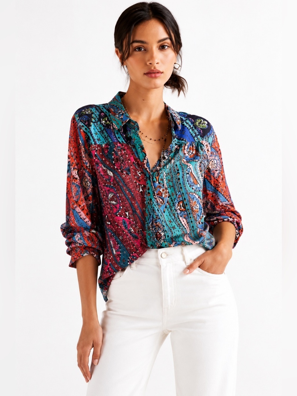 Anthropologie Maeve Scarf Print Blouse Medium